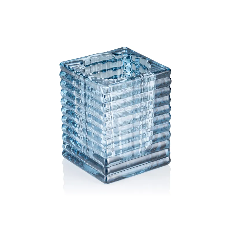 Koopje Kubus staalblauw YUYU, 7,5 x 7,5 x 9,5 cm, glas