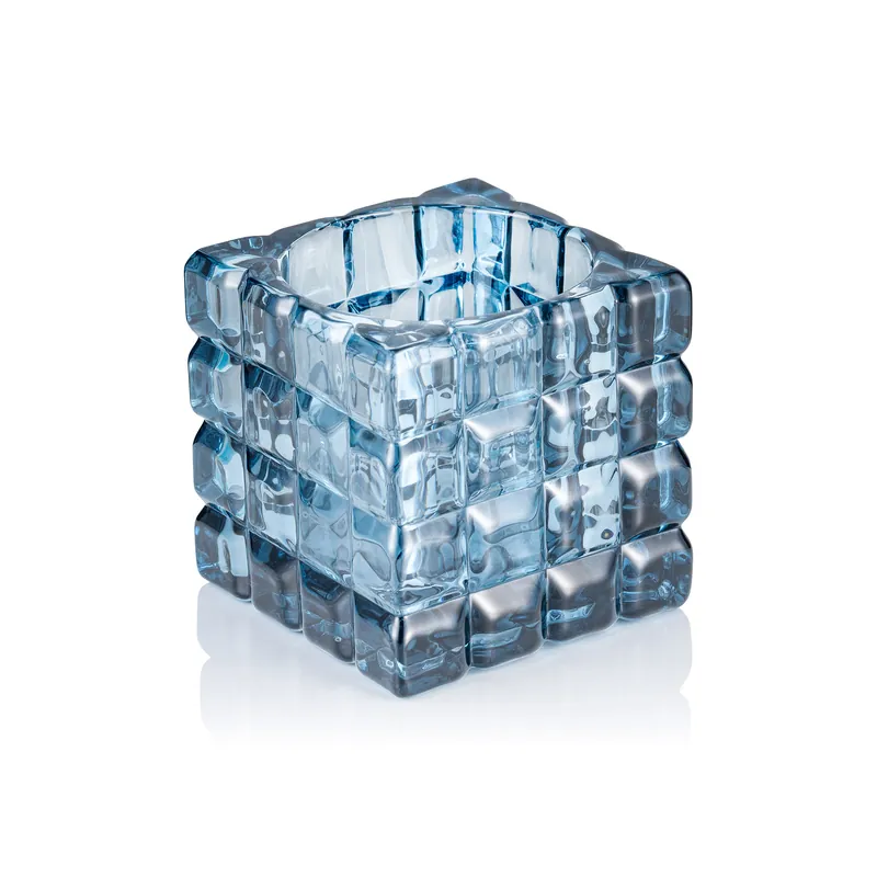 Kubus staalblauw YUYU, 9 x 9 x 9 cm, glas Hoge Kwaliteit