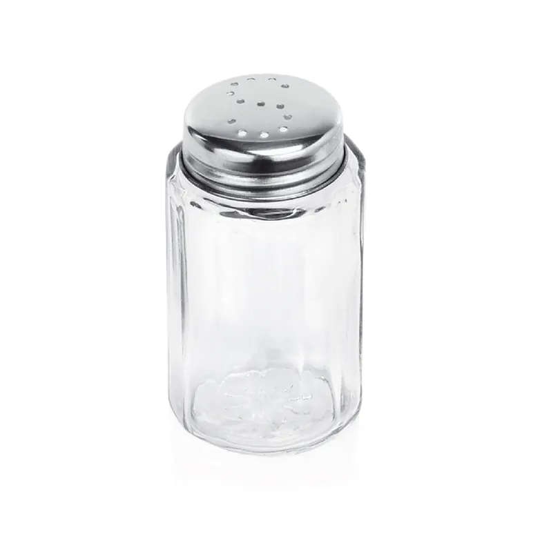 Zoutstrooier set, Ø 3,5 cm, hoogte 7 cm, set van 12 stuks, roestvrij staal, glas Bestel Nu
