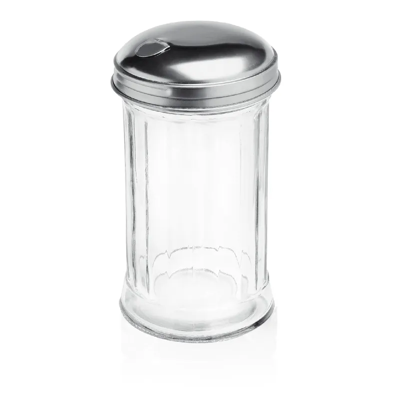 Amerikaanse stijl suikerstrooierset, 300 ml, Ø 7,5 cm, Set van 6 stuks, roestvrij staal, glas Aanbieding