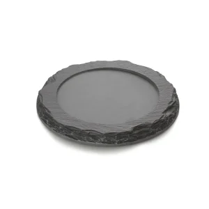 Gereduceerde Prijs Natuurlijke leisteenplaat SLATE LINE, Ø 25 cm, natuurlijke leisteen
