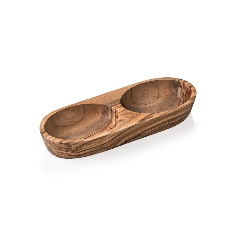 Superprijs Schaal Double PURE OLIVE, 25 x 11 x 3,5 cm, olijfhout