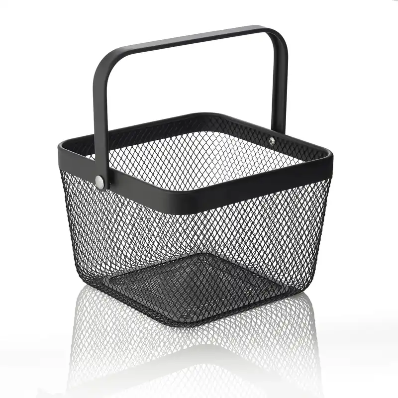 Lage Kosten Korf, 24,5 x 24,5 x 17,5 cm, zwart gepoedercoat, metaal