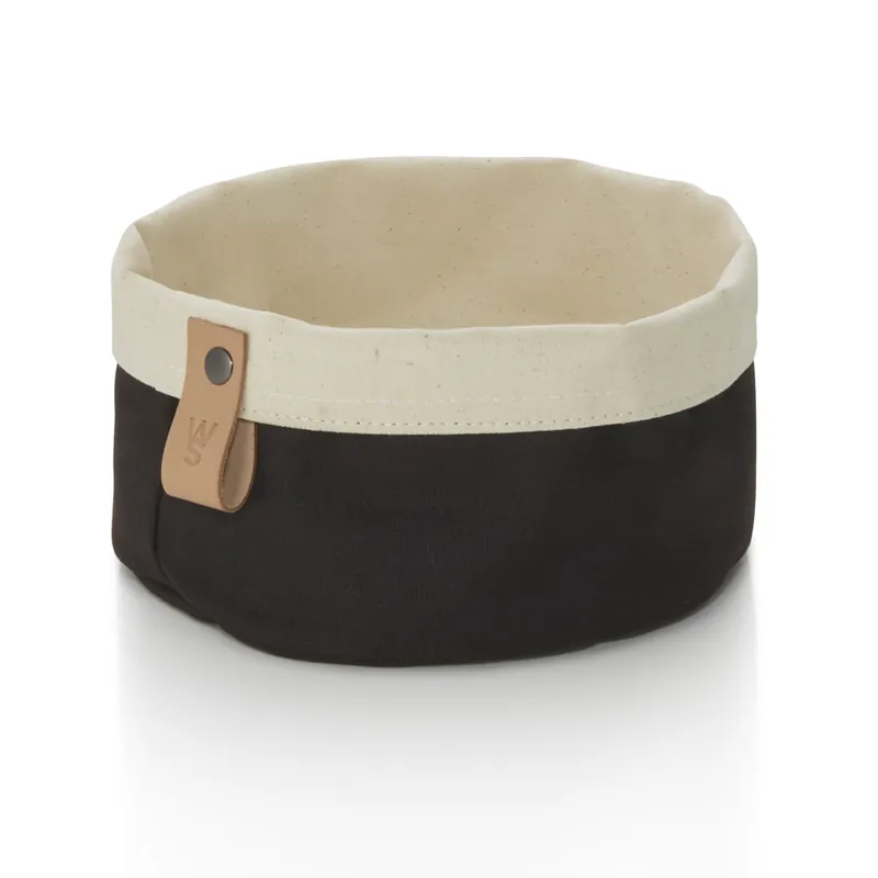 Broodtasje FLIP COTTON, Ø 17 cm, hoogte 11 cm, zwart/crème, canvas Betrouwbaar