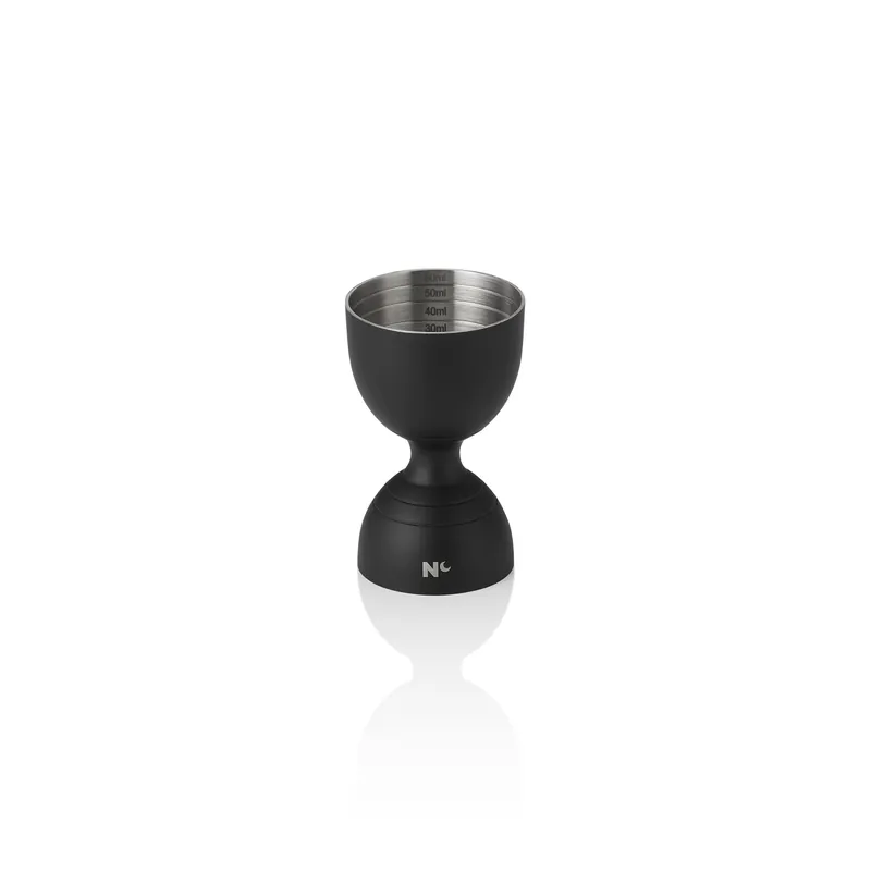 Jigger randbel NOCTURN, Ø 5 cm, hoogte 8 cm, zwart mat, chroom-nikkelstaal 18/8 Finale Uitverkoop