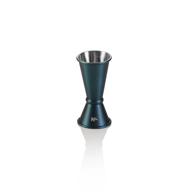 Alleen Vandaag Jigger Japanse stijl NOCTURN, 2/4 cl, Ø 4,5 cm, hoogte 9 cm, mat blauw, roestvrij staal 18/8