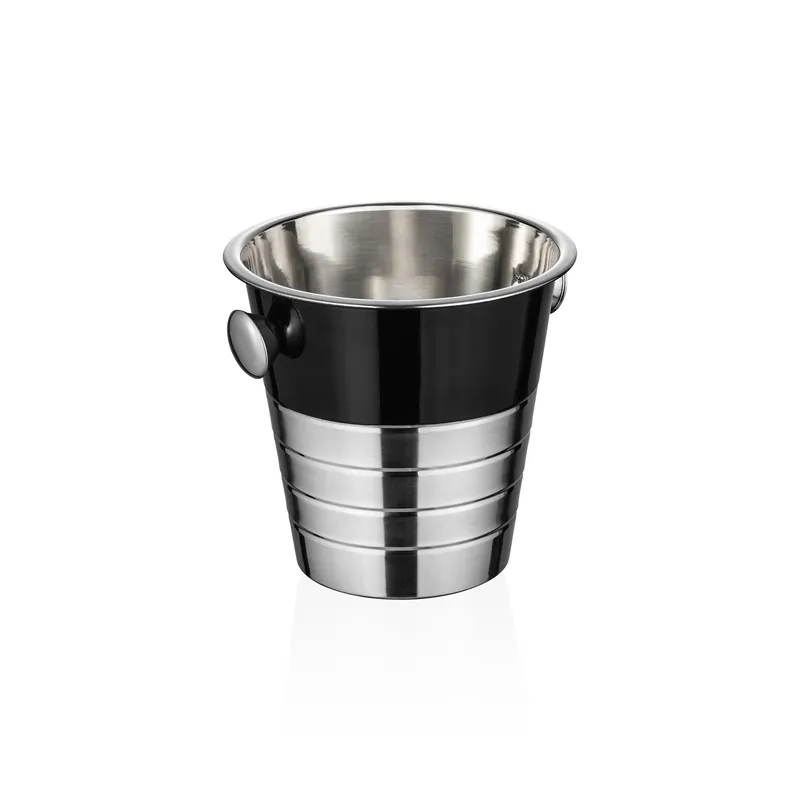 Wijn-/Sektkoeler, Ø 22 cm, hoogte 21 cm, zwart, roestvast staal, PVD-coating Laatste Kans
