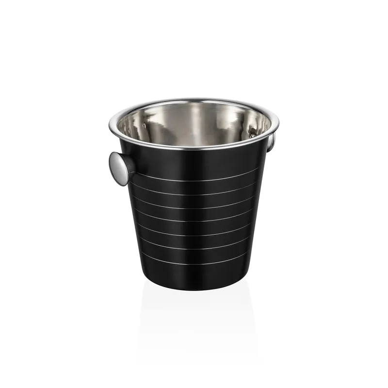 wijn-/champagnekoeler, Ø 21,5 cm, hoogte 20 cm, zwart, chroom-nikkelstaal, PVD-coating Populair