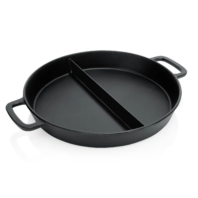 Veilige Betaling Grote gietijzeren pan, zijhandgreep, Ø 50 cm, hoogte 7 cm, met middenrib