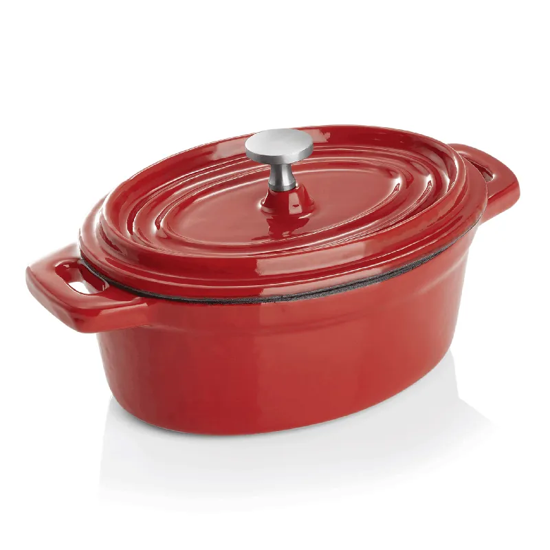 Koop Vandaag Cocotte, 12,5 x 9,5 x 6,5 cm, rood, gietijzer, roestvrij staal, geëmailleerd