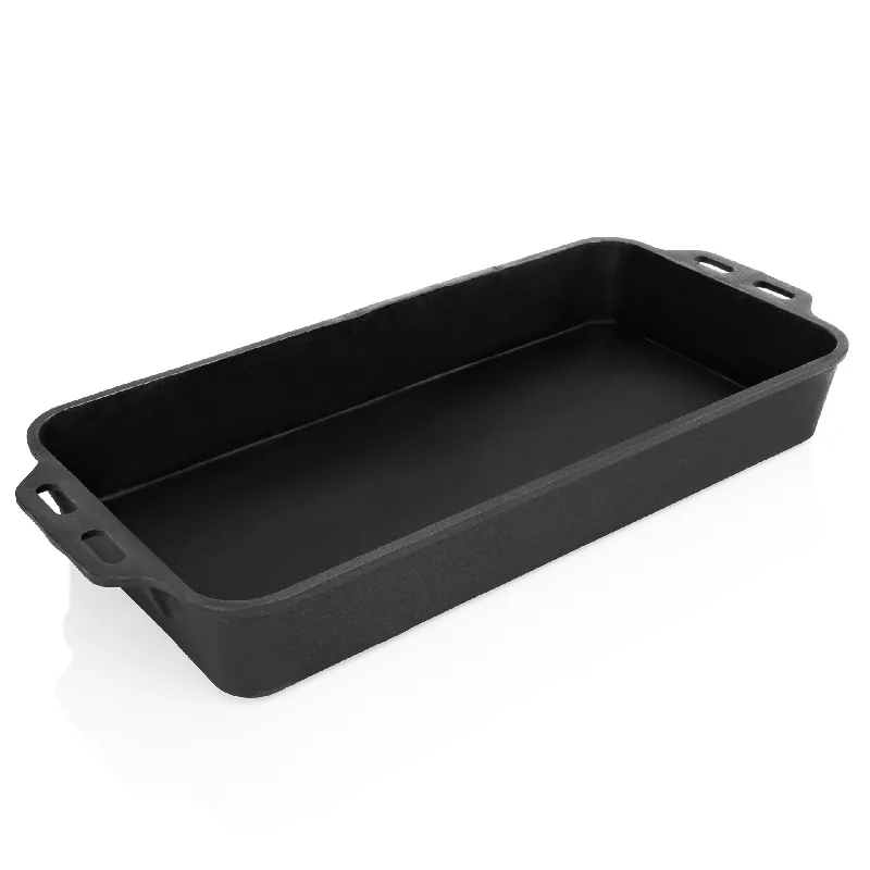 braadpan met twee gegoten zijgrepen, 71 x 34,5 x 9,5 cm, gietijzer Op = Op