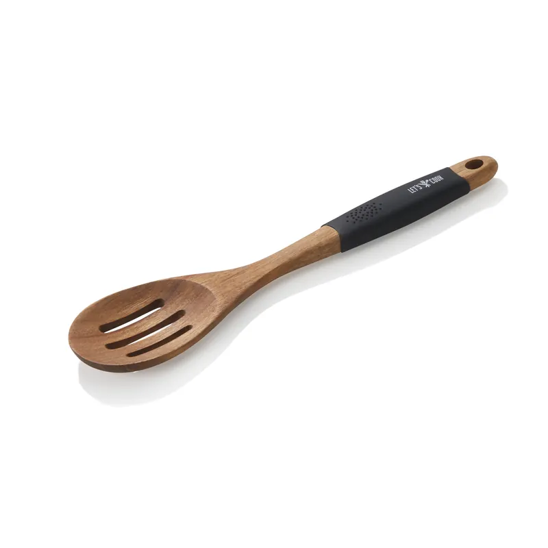 Beste Prijs Serveerlepel LET´S COOK, 30,5 cm, met sleuven, akaziehout, silicone
