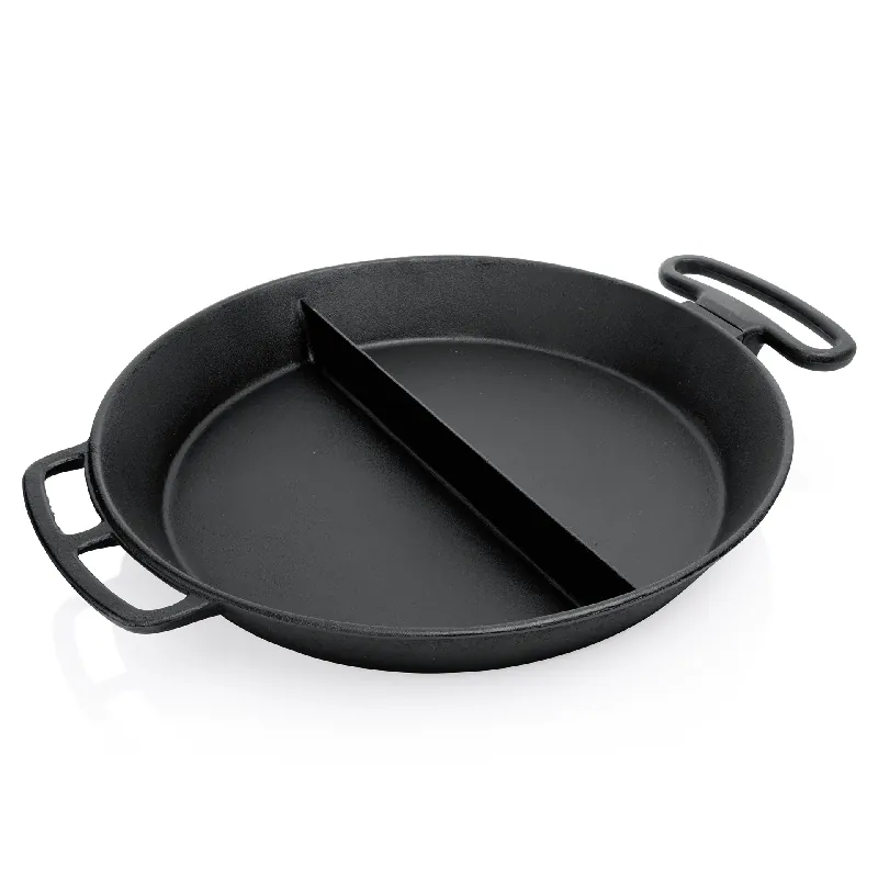 Hete Deal Gietijzeren reuzenpan, ronde handgreep, Ø 80 cm, hoogte 12 cm, met middensteg, gietijzer