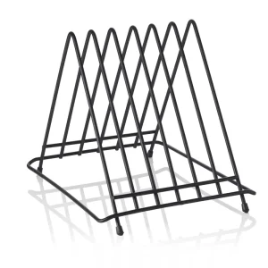 Actieprijs Snijplankhouder voor 6 planken tot maximaal 2,8 cm, 34,5 x 26,5 x 27,5 cm, chroom-nikkelstaal, zwart gepoedercoat