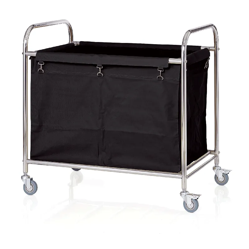 Waswagen, 90 x 55 x 90 cm, zwart, roestvrij staal, verchroomd, nylon Goedkoop