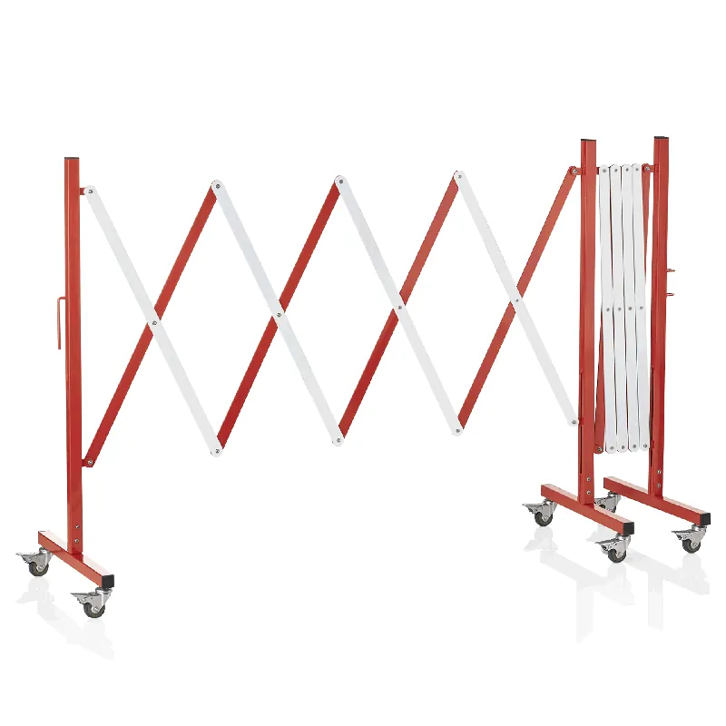 Verplaatsbare Scherensperre met 6 rollen, 400 x 100 cm, rood/wit, aluminium Merkproduct
