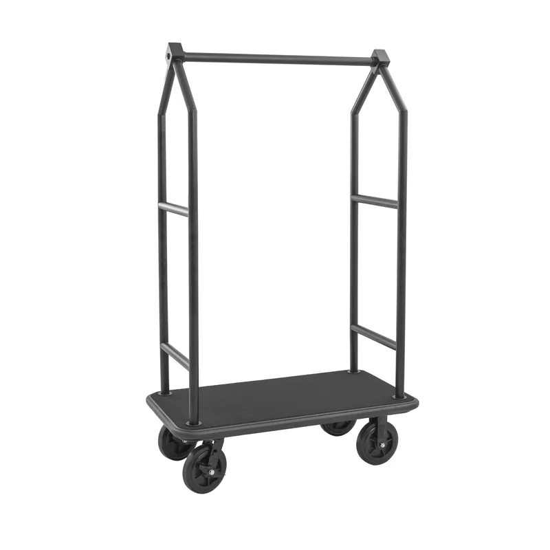 Bagagewagen VOYAGER, 112 x 65 x 190 cm, zwart, zwart tapijt, roestvrij staal 18/8 Finale Uitverkoop
