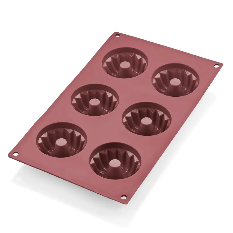Gugelhupf BAKEFLEX, 6 vormen, Ø 6,5 cm, rood, siliconen Premium