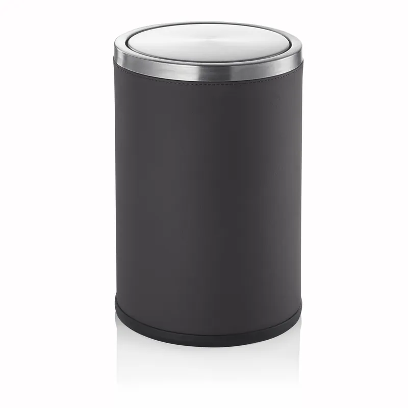 Superprijs vuilnisemmer, 9 liter, Ø 20 cm, donkerbruin, roestvrij staal, kunstleer