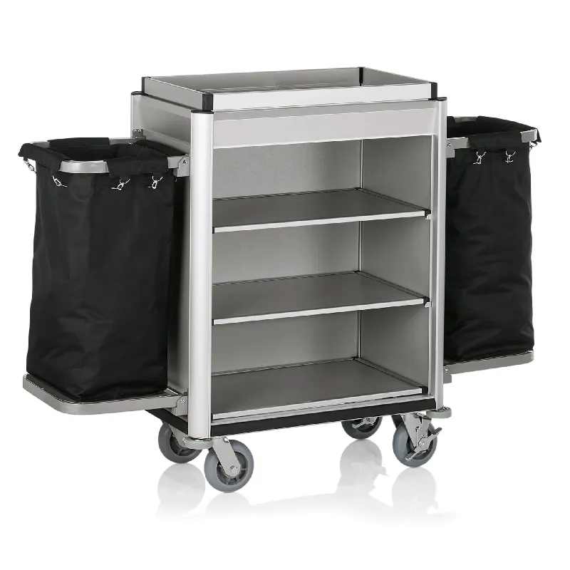 Roomservicewagen ISABELLA, 155 x 55 x 116 cm, lichte kanten, aluminium, MDF Uitverkoop