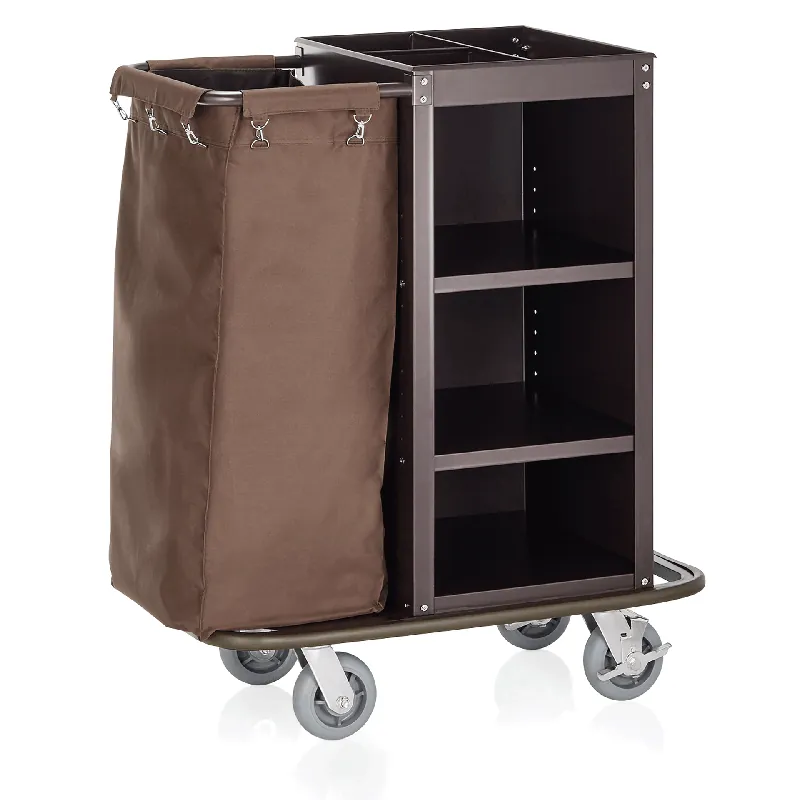 kamerservicewagen, 95 x 57 x 114 cm, bruin, staal, polyestervezelstof Voordeelprijs