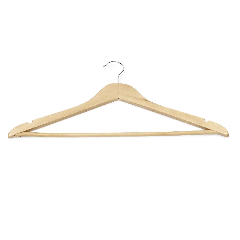 Actieprijs Kledinghanger, met inkepingen en brug, 44,5 x 1,2 x 23 cm, set van 5 stuks, hout