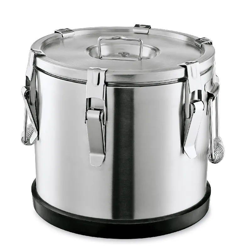 Thermisch geïsoleerde voedseltransportcontainer, 35 liter, diameter 42 cm, chroom-nikkelstaal Bestel Nu