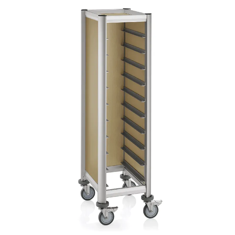 Dienbladwagen SINGLE GN 1/1 MENSA, voor 10 dienbladen, beige, 60,5 x 44,5 x 165 cm, MDF/Aluminium Veilige Betaling