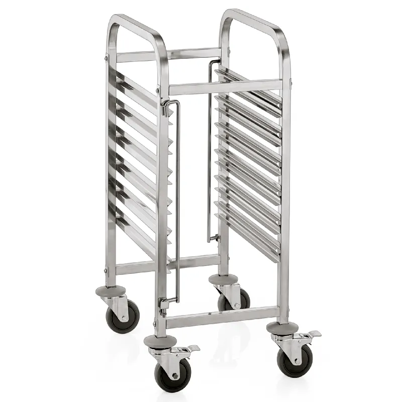 Lage Kosten Rekwagen CANTINA GN 1/1 voor 6 GN-bakken/12 schalen, 55 x 38 x 95 cm, chroom-nikkelstaal