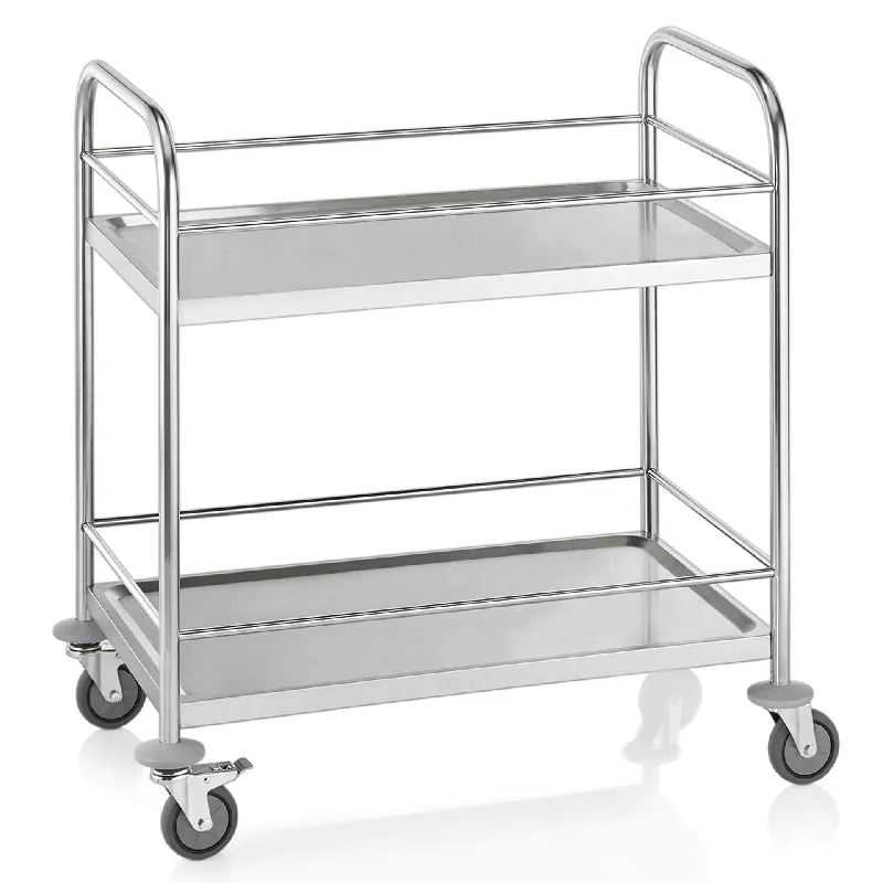Serveerwagen CARGO met reling, 2 planken, 85 x 53 x 95 cm, roestvrij staal Bestseller