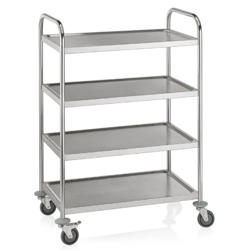 Express Levering Serveerwagen CARGO met 4 schappen, 85 x 53 x 125 cm, roestvrij staal