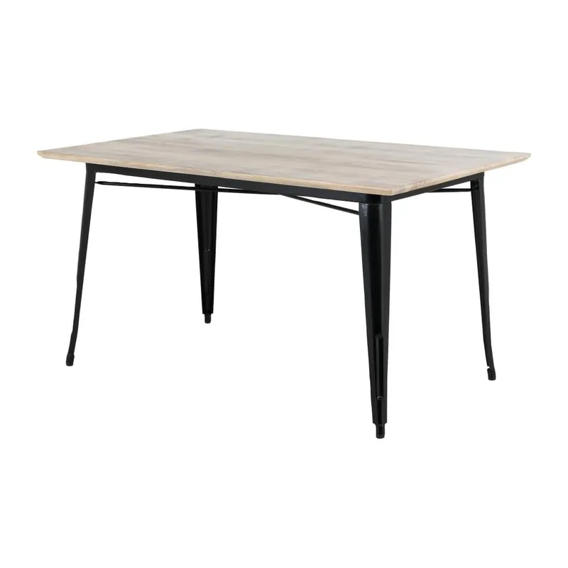 Laatste Kans Bolero Bistro Eettafel Mangohouten Blad Zwarte Poot 1450mm