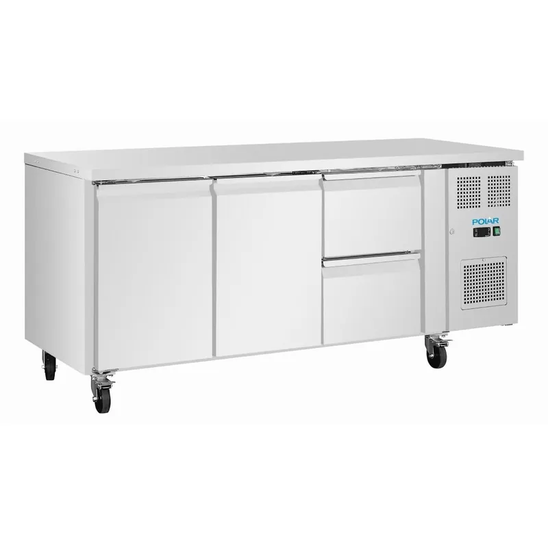 Exclusieve Aanbieding Polar U-Series koelwerkbank met 2 deuren en 2 laden 242Ltr