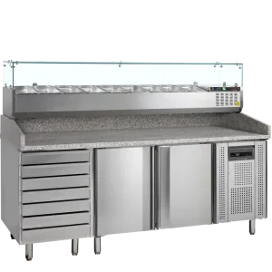 TEFCOLD Pizzatafel incl. unit voor toppings - PT1310 + GVC38-200 Laatste Versie