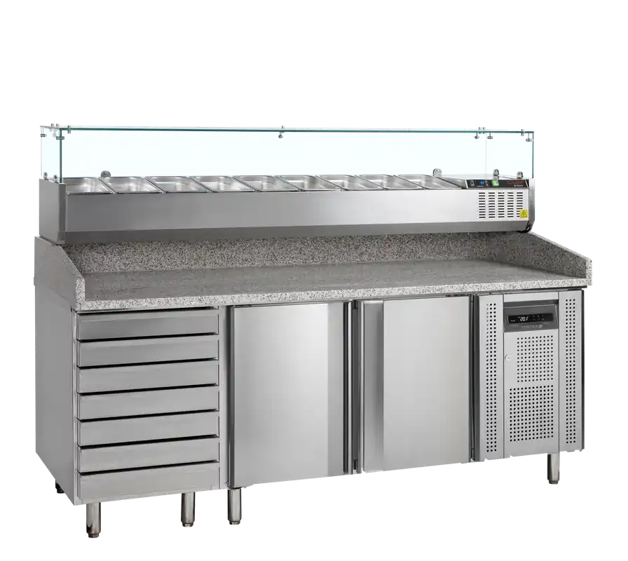 TEFCOLD Pizzatafel incl. unit voor toppings - PT1310 + GVC38-200 Laatste Versie