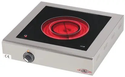 OUTLET - Keramisch elektrisch fornuis - Roestvrij staal - 1 veld - 2,1 kW - 11(h)x42x42cm Superprijs