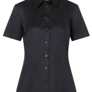 Blouse Met Korte Mouwen Voor Dames, Gemaakt Van Stretchstof Met Een Slanke Pasvorm - Zwart - S Bestseller