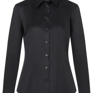Blouse Met Lange Mouwen Voor Dames, Gemaakt Van Active-Stretch Materiaal, Slim Fit - Zwart - Xs Hete Deal