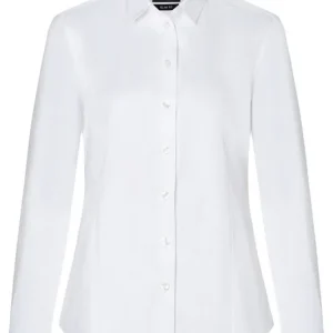 Uitverkoop Damesblouse Met Lange Mouwen, Gemaakt Van Stretchstof Met Een Moderne Pasvorm - Wit - L