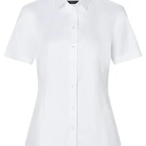 Snelle Levering Blouse Met Korte Mouwen Voor Dames, Gemaakt Van Stretchstof Met Een Slanke Pasvorm - Wit - S