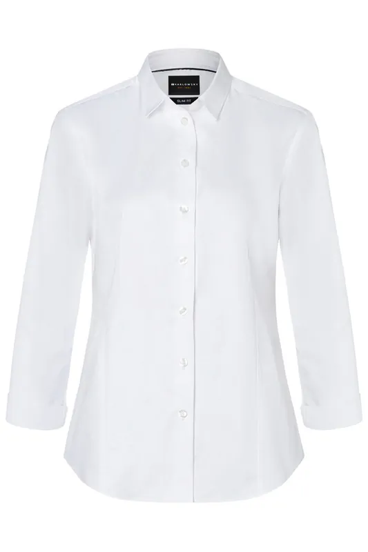 Damesblouse Van Active-Stretch Met 3/4 Mouwen In Moderne Pasvorm - Wit - L Meest Verkocht