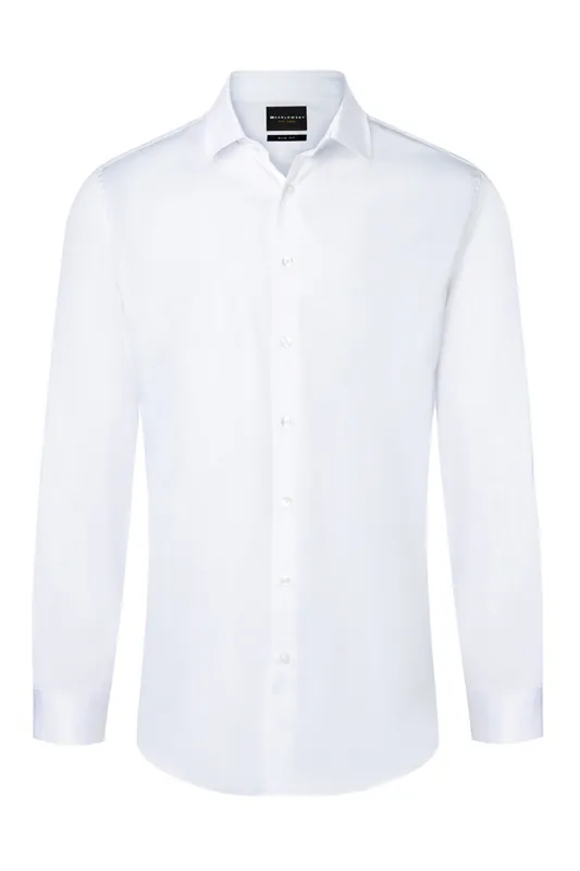 Premium Herenoverhemd Met Lange Mouwen, Active-Stretch, Slim Fit - Wit - L