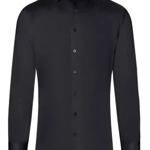 Herenoverhemd Met Lange Mouwen, Active-Stretch, Slim Fit - Zwart - 2XL Bestseller