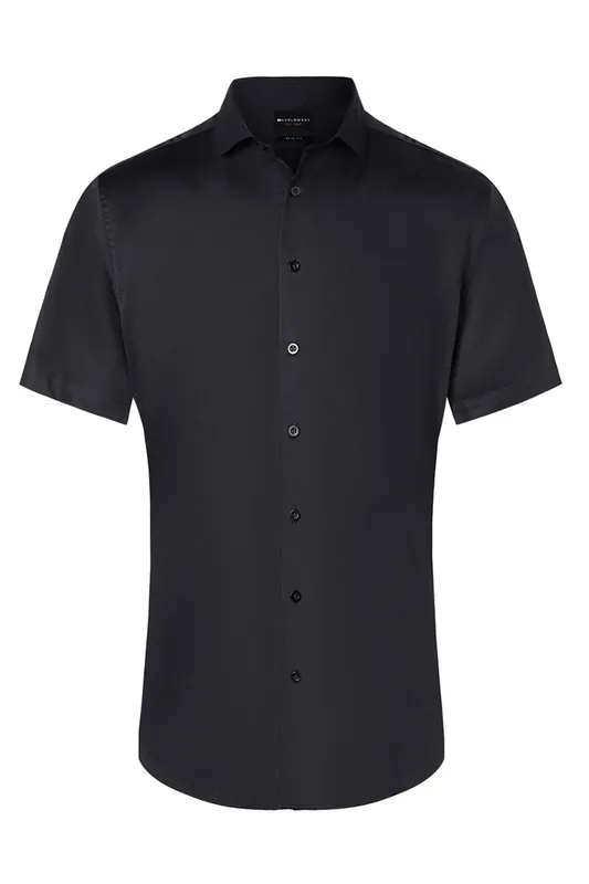 Herenoverhemd Met Korte Mouwen, Active-Stretch, Slim Fit - Zwart - Xs Must-Have