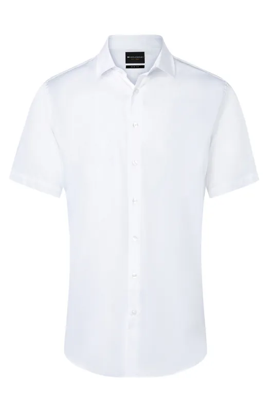 Gereduceerde Prijs Herenoverhemd Met Korte Mouwen, Active-Stretch, Slim Fit - Wit - L