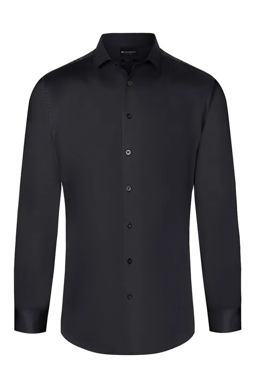 Herenoverhemd Met Lange Mouwen, Active-Stretch, Slim Fit - Zwart - M Koop Vandaag