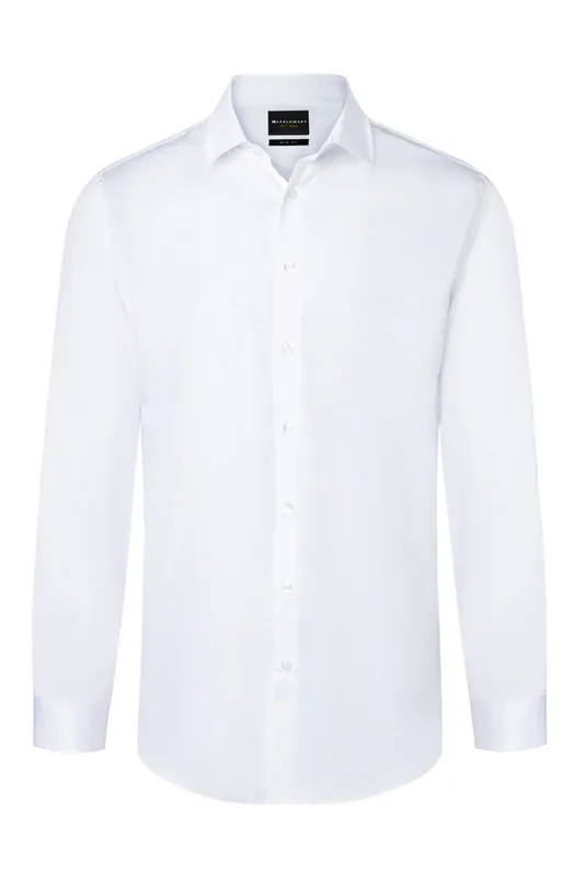 Herenoverhemd Met Lange Mouwen, Active-Stretch Met Moderne Pasvorm - Wit - 2XL Direct Beschikbaar