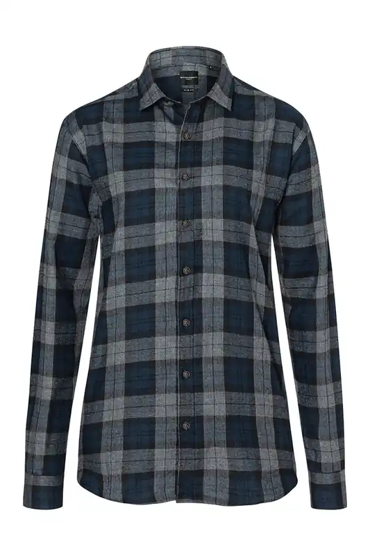 Geruit Herenoverhemd In Urban-Stijl - Marineblauw - L Fabrieksprijs