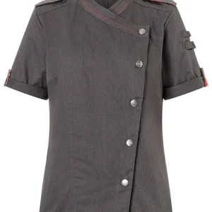 Alleen Vandaag Koksbuis Met Korte Mouwen Voor Dames, Denimstijl, Rock Chef-Stage2 - Vintage Zwart - 34